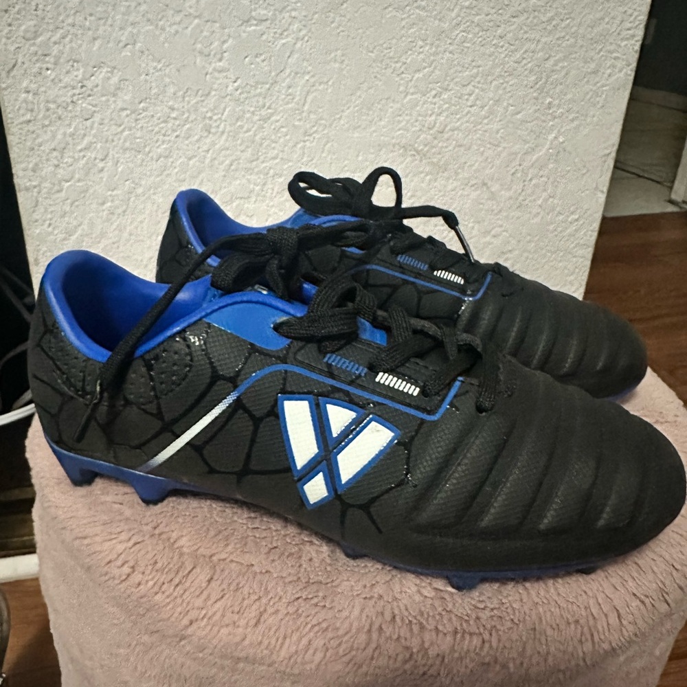 Kids Black and Blue Soccer Shoes